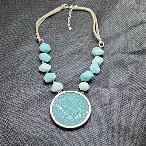 Retired Silpada Sterling Silver Gemstone Leather Chunky Necklace N023